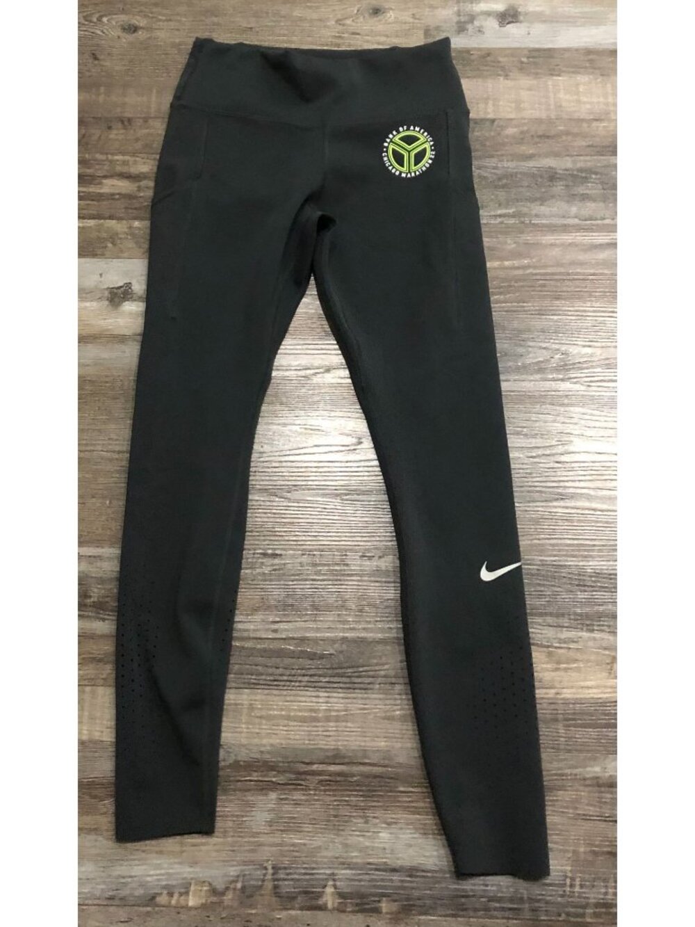 Nike Dri Fit Womens Medium Chicago Marathon Leggings Running Black